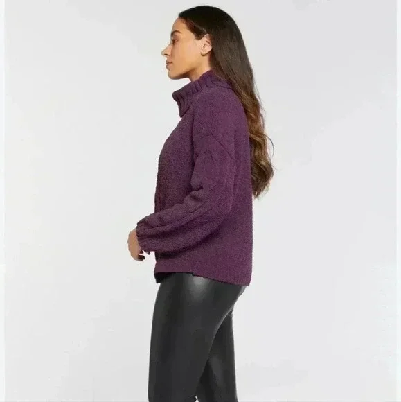 Seven7 CHENILLE SWEATER BLACKBERRY WINE - Picture 2 of 4